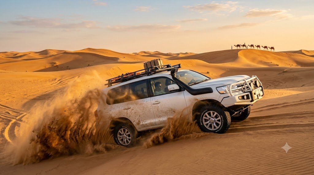 Desert safari dune bashing in Dubai — included in Dubai package from Chandigarh